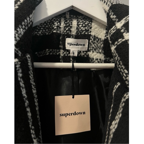 Revolve Superdown Black & White Plaid Coat - Picture 4 of 5